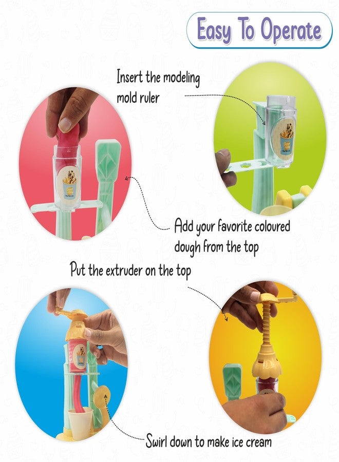 Chanak Play Dough Ice Cream Maker Set, Safe Non-Toxic Dough Ice Cream Maker Including 6 Color Dough Tubes Each 50g for Boys Girls, Above 3+ Age (Ivory) - Image 3